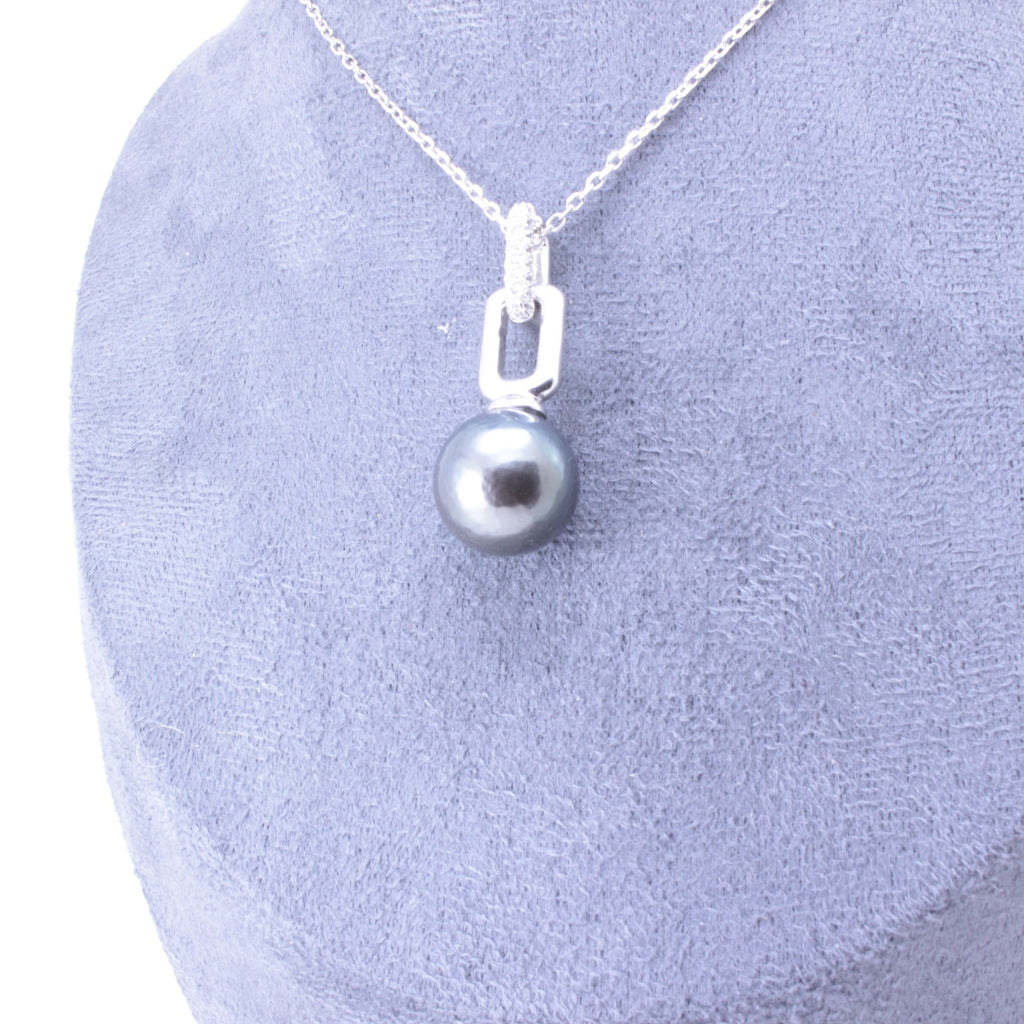 Pendentif Double Carré Perle Tahiti  12.5-13MM