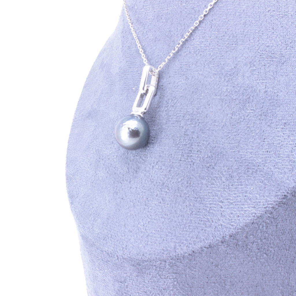 Pendentif Double Carré Perle Tahiti  12.5-13MM