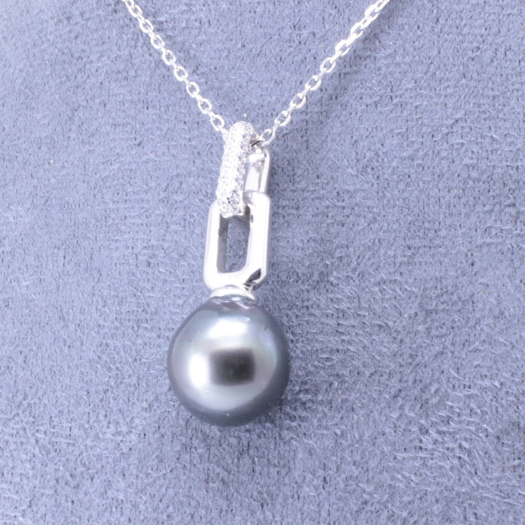 Pendentif Double Carré Perle Tahiti 13-13.5MM